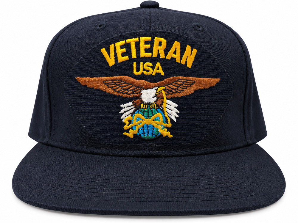 Vintage Veteran USA Eagle Snapback Hat New Era Pro Model  Black USA Made